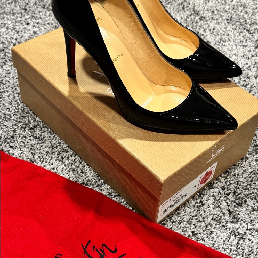 Christian Louboutin Pigalle 100 mm Patent Leather Black Heels